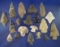 Set of 19 assorted Midwestern arrowheads in nice condition. Largest is 2 5/8