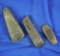 Set of three nice Adena stone Celts and chisels, largest is 3 3/4