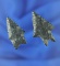 Pair of burinated base Lake Erie Bifurcates made from Coshocton Flint found near prospect Ohio.