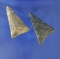 Pair of Triangular Points found by Adam Troyer and Ashland Co., Ohio. Ex. Randy Hancock collection.