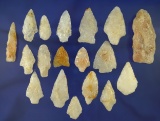 Nice group of 18 Quartz arrowheads found on the eastern seaboard. largest is 2 5/8