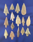 Set of 15 assorted African Neolithic arrowheads, largest is 1 7/16