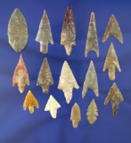 Set of 15 assorted African Neolithic arrowheads, largest is 1 3/4