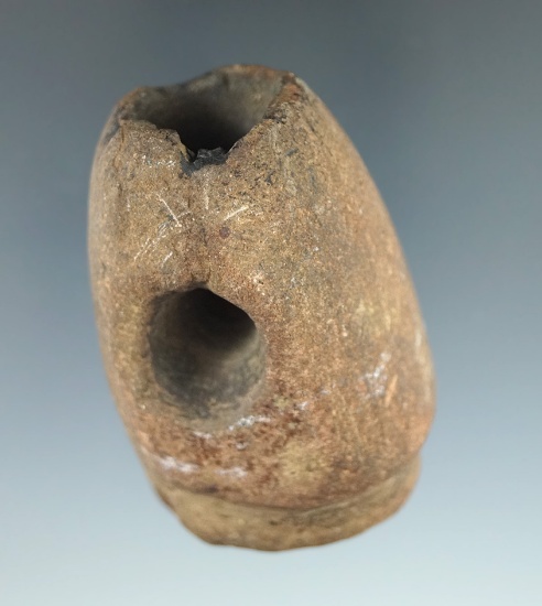 2 1/8" tall Sandstone Pipe that is heavily patinated found in southern Ohio.