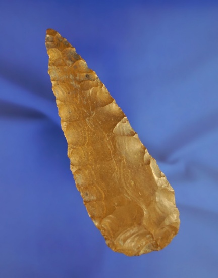 Large 5 1/8" heavily patinated Jasper Blade found in Lake Co.,  Oregon. Ex. Peterson collection.
