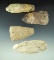 Set of four flaked artifacts including a chisel and three Blades found - Midwestern U.S.