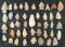 Large group of assorted New Mexico arrowheads, largest is 1 3/4