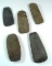Set of five stone Celts, all have some minor damage but still great examples. Largest is 5