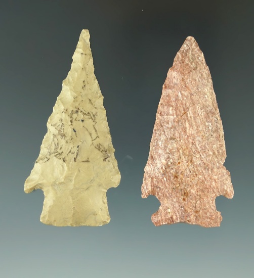 Pair of nice arrowheads found in southern Indiana, largest is 2 7/16".