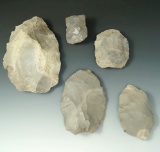 set of assorted Flint Blanks  made from Hornstone  found in Indiana largest is 4 7/8