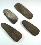 Set of four Celts in decent condition found in Michigan. Largest is 7 1/8