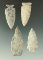 Set of 4 heavily patinated Knife River Flint arrowheads, Dakotas, largest is 2 1/8