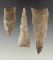 Set of three Texas Arrowheads made from Edwards Plateau Chert, largest is 2 5/8