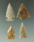 Set of four nice arrowheads found in Colorado by Louis Brunke. Largest is 1 1/16