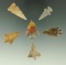 Set of 6 Assorted Arrowheads from the Western US, largest is 1 3/16