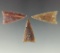 Set of three beautifully made Triangle Points found in the High Plains, largest is 1 1/8