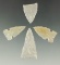 Set of four arrowheads which are very nicely made from highly translucent Agate.