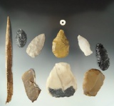 Group of assorted artifacts found near the Upper Columbia River, Washington in 1961.