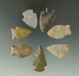 Set of 7 arrowheads in nice condition, largest is 1 9/16