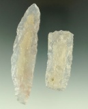 Pair of beautiful Translucent Knives made from Sheet Chalcedony, largest is 3 5/8