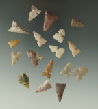 Group of 17 assorted Birdpoints found in Texas, largest is 7/8