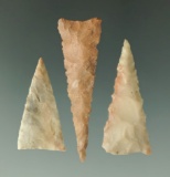 Set of three Triangular arrowheads, largest is 1 13/16