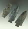 Set of three Heavy Duty points made from Coshocton Flint found in Ohio, largest is 3