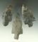 Set of three Coshocton Flint Stemmed Knives, found in Ohio - largest is 3 7/16
