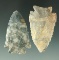 Pair of beautifully colored Ohio arrowheads, largest is 2 5/16