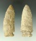 Pair Archaic Knives found in Ohio, largest is 3 9/16
