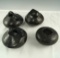 Set of four contemporary Mata Ortez black ware pottery vessels, largest is 4 1/2