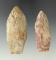 Rare material! Pair of Plum Run Flint Paleo Lances found in Ohio, largest is 3 3/16