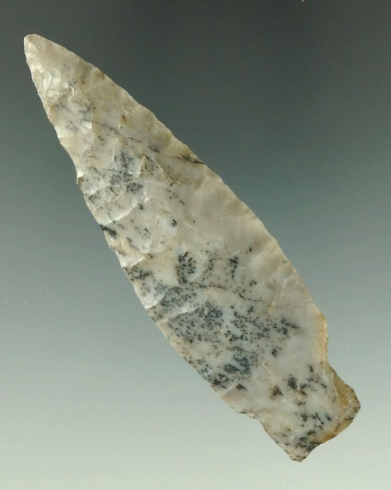 Beautiful material on this 3 1/4" Archaic Stemmed point found in Licking Co., Ohio - Flint Ridge Fli