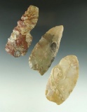 Set of three Flint blades found in Ohio, largest is 3 1/2