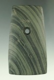 Classic style high-grade banded Trapezoidal Adena Pendant found in Richland Co., Ohio.