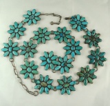 Vintage sterling silver and turquoise belt and necklace set.