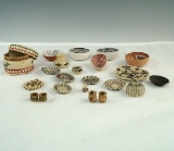 Group of assorted miniature baskets and pottery vessels, all contemporary, very nice  display items.