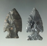 Pair of Coshocton Flint Intrusive Mound points found in Ohio, largest is 1 3/4