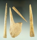 Set of four old bone awls found in Kentucky., largest is 5 1/16