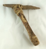 Ancient Flint Hoe and ancient bone handle which has been hafted together in modern times.