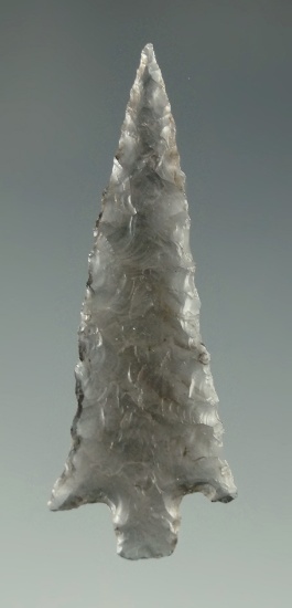 1 9/16" thin and exceptionally well flaked Wallula made from highly translucent obsidian - Oregon.