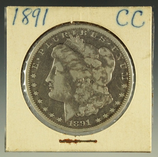 Scarce 1891-CC Morgan Silver Dollar F