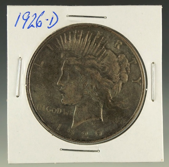 1926-D Peace Silver Dollar VF Damaged Writing on Reverse
