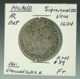 Poland 1624 Silver Ort (1/4 Thaler) F Details