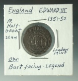 Great Britain Edward III 1351 – 1352 Half Groat VG+