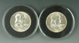 1957 and 1958-D Franklin Silver Half Dollars BU