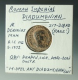 Roman Imperial Diadumenian Denarius 217 – 218 AD F Details