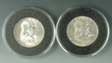 1957 and 1963-D Franklin Silver Half Dollars BU