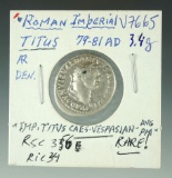 Roman Imperial Titus 79 – 81 AD Silver Denarius XF Details