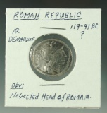 Roman Republic 119 – 91 BC Silver Denarius VF